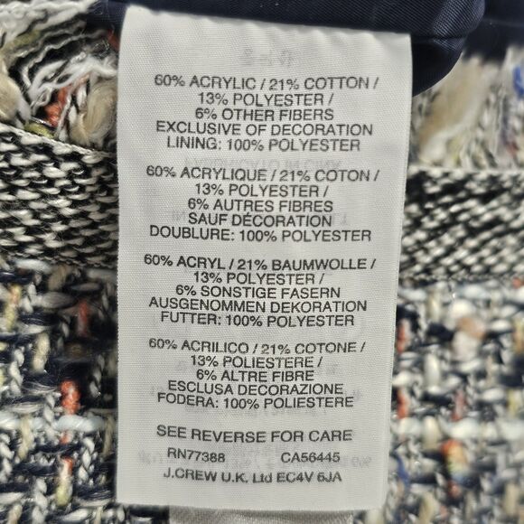 J.Crew Multicolor Tweed Fringe Sheath Dress 3/4 Sleeve Women's Size 0 - Picture 4 of 10